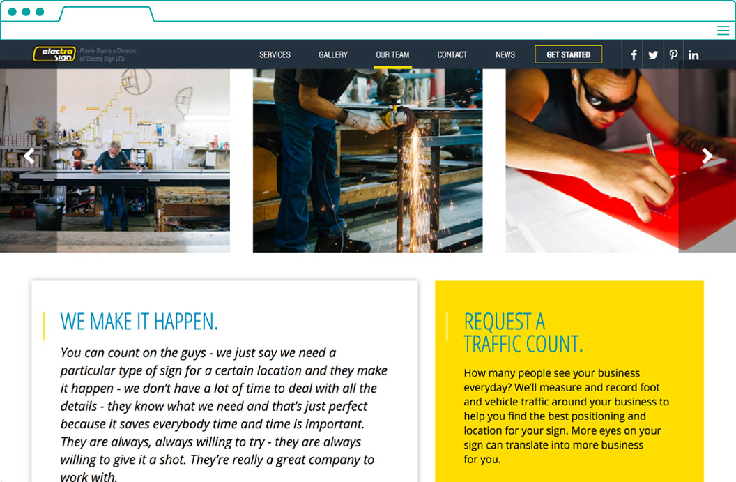 Electrasign website Our Team page